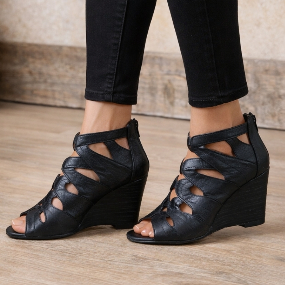 Miz Mooz Tamara Y2K Boho Luxe Caged Gladiator Wedge Sandals 9M